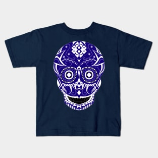 skeleton smile in mexican pattern in dark Kids T-Shirt